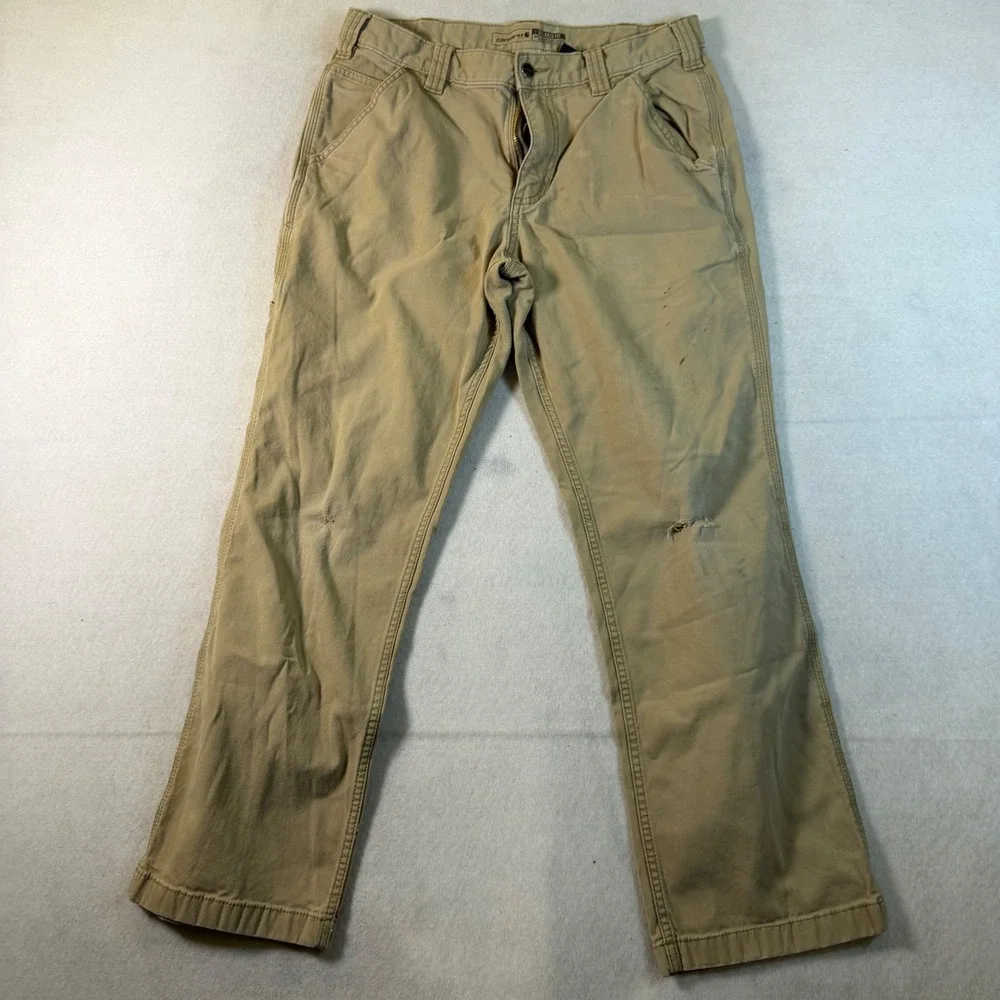 Carhartt Relaxed Fit Carpenter Pants Tan Canvas Mens‎ 32x30 Distressed Utility